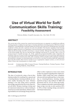 Use of Virtual World for Soft/ Communication Skills Training: