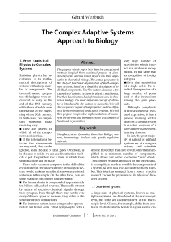 The Complex Adaptive Systems Approach to Biology