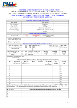 SHIP PRE-ARRIVAL SECURITY INFORMATION FORM FOR ALL