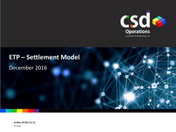 ETP &ndash; Settlement Model &ndash; Key Principles