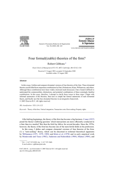 Four formal(izable) theories of the firm?