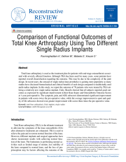 Comparison of Functional Outcomes of Total Knee Arthroplasty