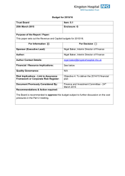 Budget for 2015/16 - Kingston Hospital