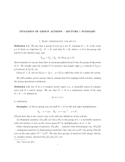 DYNAMICS OF GROUP ACTIONS &ndash; LECTURE 1 SUMMARY 1