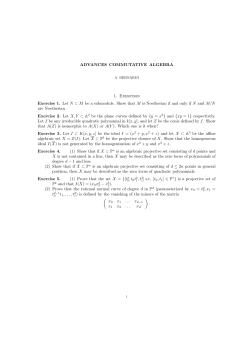 ADVANCES COMMUTATIVE ALGEBRA 1. Exercises Exercise 1. Let