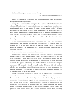1 The Role of Moral Agency in Sen`s Identity Theory Nao Saito