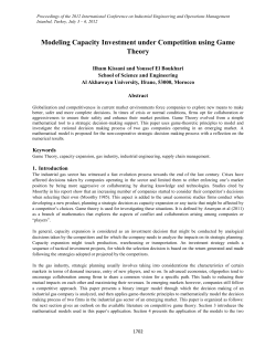 Modeling Capacity Investment under Competition using Game Theory