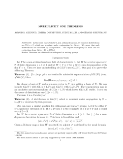 MULTIPLICITY ONE THEOREMS Introduction Let F be a non
