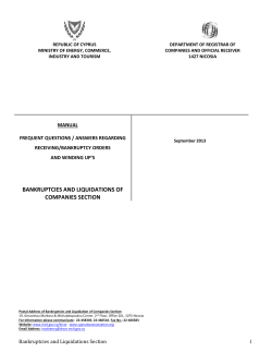 bankruptcies and liquidations of companies section