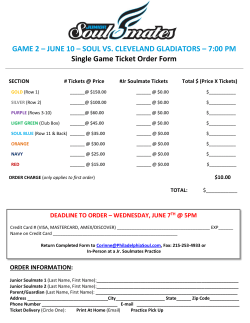 GAME 2 &ndash; JUNE 10 &ndash; SOUL VS. CLEVELAND GLADIATORS &ndash; 7:00