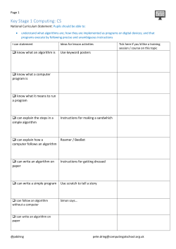 Key Stage 1 Computing: CS