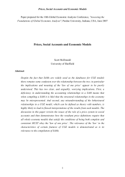 Prices, Social Accounts and Economic Models