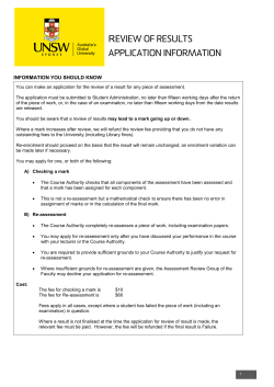 review of results application information