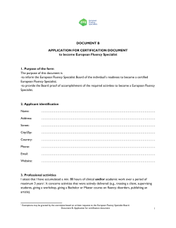DOCUMENT B APPLICATION FOR CERTIFICATION DOCUMENT to