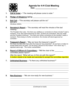 Agenda for Club Meeting