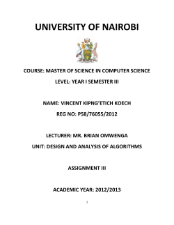 UNIVERSITY OF NAIROBI COURSE: MASTER OF SCIENCE IN