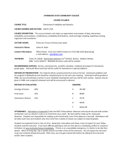 Elementary Probability and Statistics COURES NUMBER AND