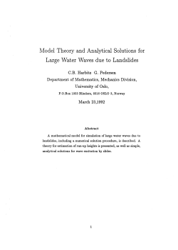 Model Theory and Analytical Solutions for Large Water - UiO