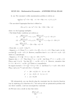 ECON 331 - Mathematical Economics - ANSWERS FINAL