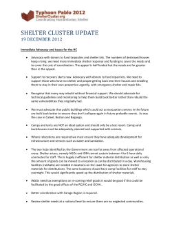 Shelter Cluster Advocacy Update 121219