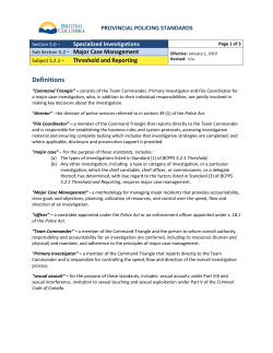 Major Case Management - Province of British Columbia