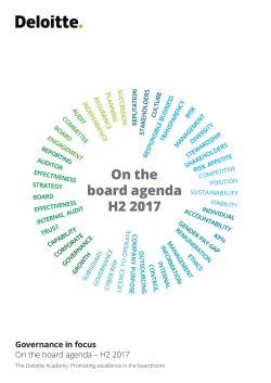 On the board agenda H2 2017
