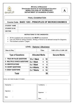 Model Final Exam - Microeconomics