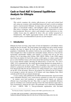 Cash or Food Aid A General Equilibrium Analysis for Ethiopia
