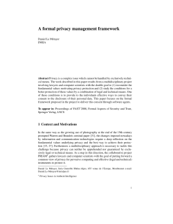 A formal privacy management framework - INRIA/pop-art