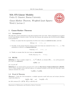 MA 575 Linear Models: Cedric E. Ginestet, Boston University Gauss
