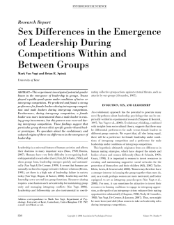 Sex Differences in the Emergence of Leadership During