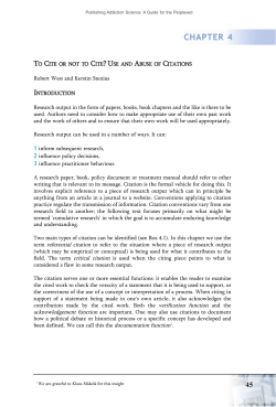 To Cite or not to Cite? Use and Abuse of Citations