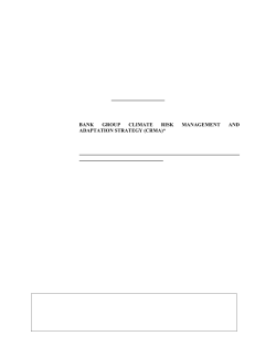 Bank Group Climate Risk Management and Adaptation Strategy