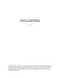 Corporate Law, Profit Maximization and the
