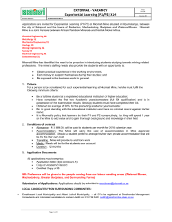 EXTERNAL - VACANCY Experiential Learning (P1/P2) X14