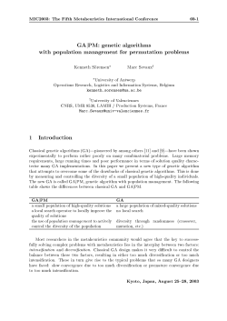 genetic algorithms with population management for - Lab