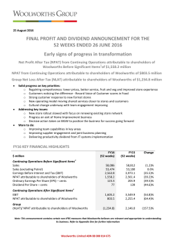 FINAL PROFIT AND DIVIDEND ANNOUNCEMENT FOR THE 52