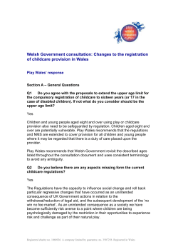 Play Wales Childcare Regulations Consultation response