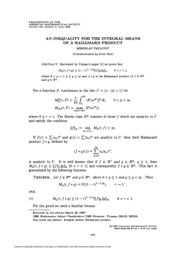AN INEQUALITY FOR THE INTEGRAL MEANS OF A HADAMARD