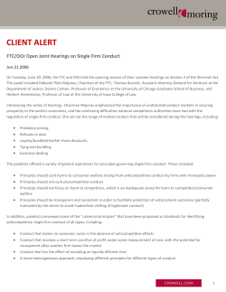 FTC/DOJ Open Joint Hearings on Single Firm Conduct