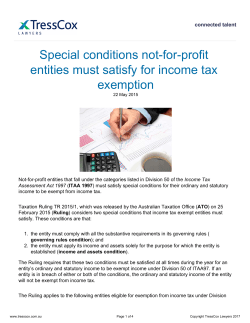 Special conditions not-for-profit entities must satisfy for income tax