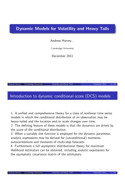 Dynamic Models for 8olatility and -eavy Tails Introduction to dynamic