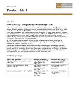 Portfolio manager changes for select Wells Fargo Funds