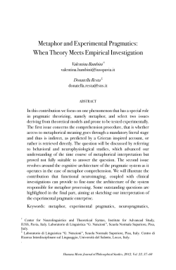 Metaphor and Experimental Pragmatics: When Theory Meets