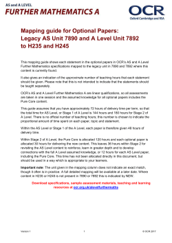 Mapping guide for Optional Papers: Legacy AS Unit 7890