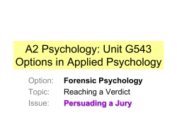 A2 Psychology: Unit G543 Options in Applied Psychology