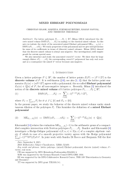 MIXED EHRHART POLYNOMIALS 1. Introduction Given