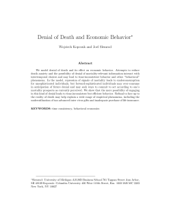 Denial of Death and Economic Behavior