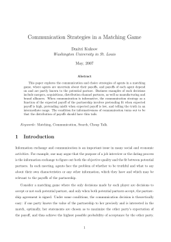 Communication Strategies in a Matching Game
