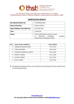 SHORTLISTED RESULT